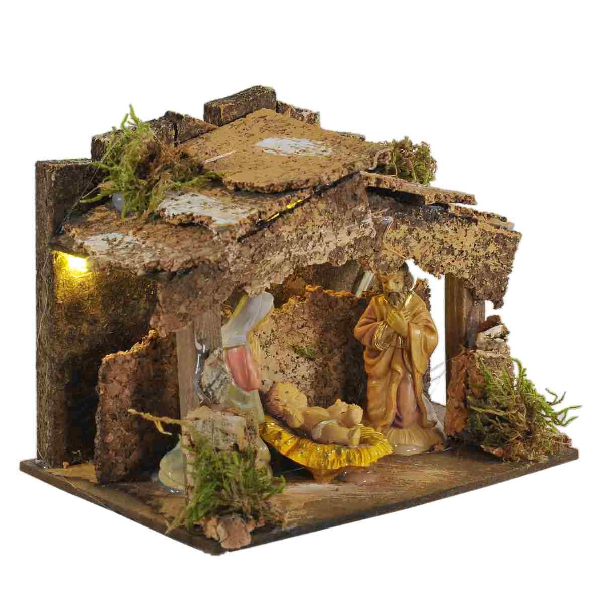 Capanna Legno con Luci Nativit cm.6 15x10x11,5 | Rossi Rosa