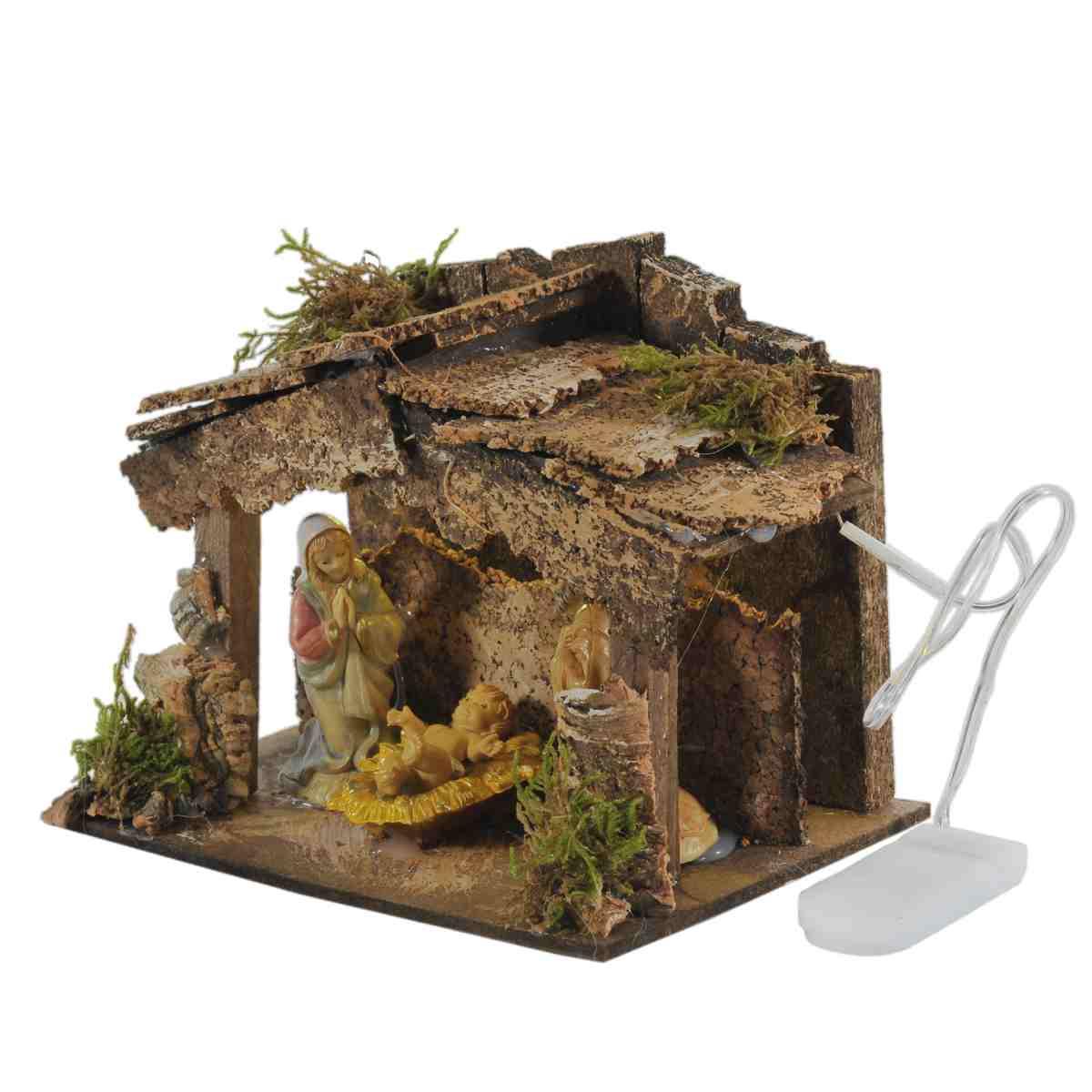 Capanna Legno con Luci Nativit cm.6 15x10x11,5 | Rossi Rosa