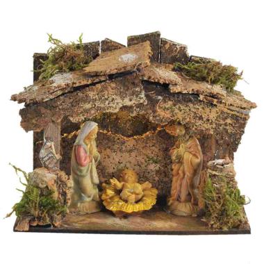 Capanna Legno con Luci Nativit cm.6 15x10x11,5 | Rossi Rosa