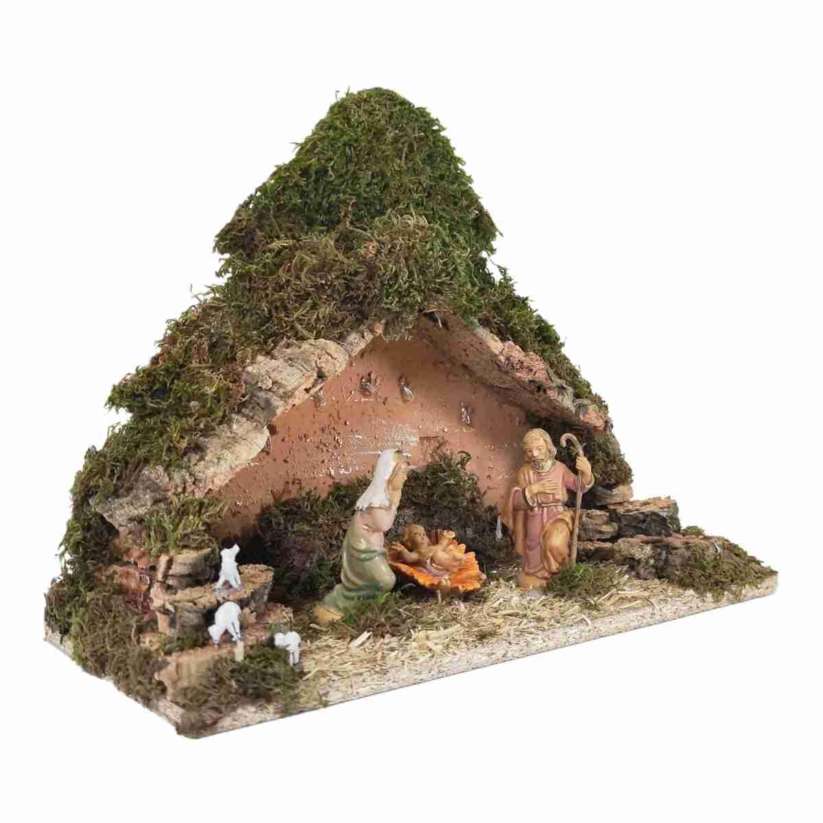 Capanna Legno con Luci Batteria Nativit cm.33x14x25 | Rossi Rosa