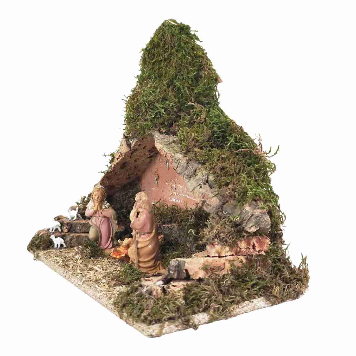 Capanna Legno con Luci Batteria Nativit cm.33x14x25 | Rossi Rosa