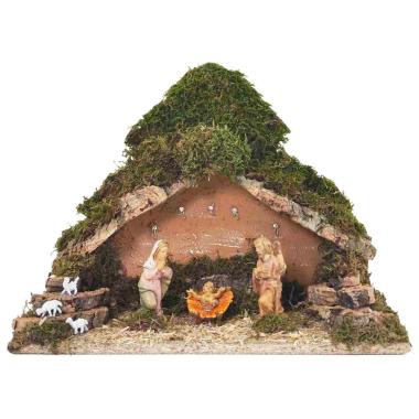 Capanna Legno con Luci Batteria Nativit cm.33x14x25 | Rossi Rosa