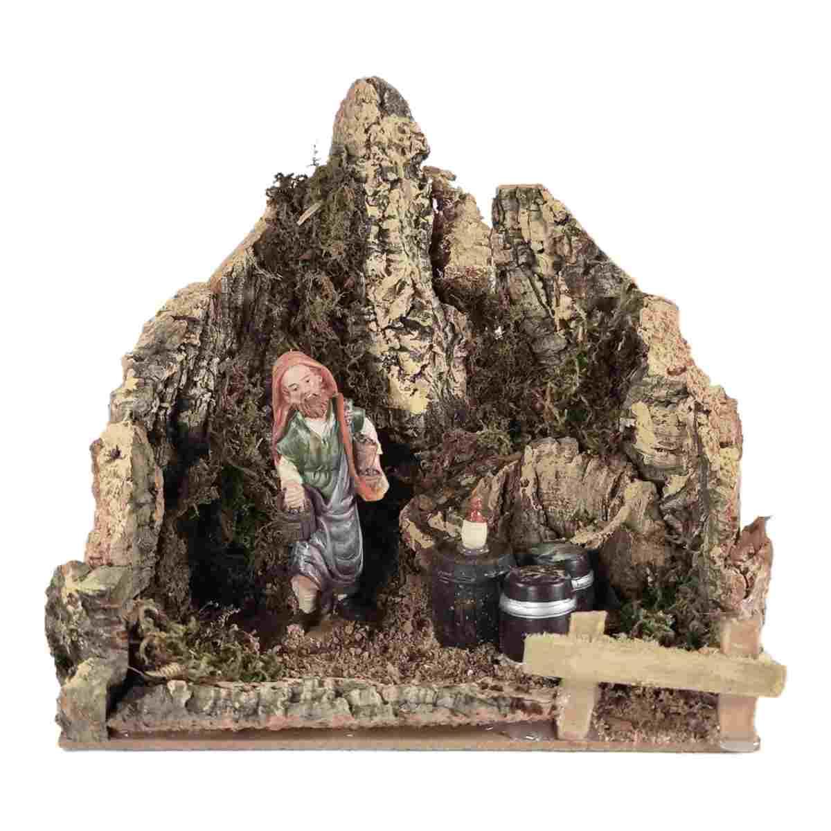 Ambientazione Pastore con Botti cm.20x14x19 | Rossi Rosa