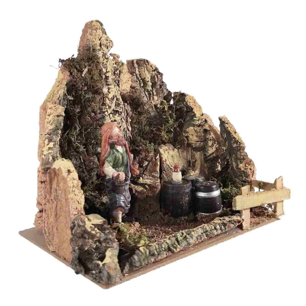 Ambientazione Pastore con Botti cm.20x14x19 | Rossi Rosa