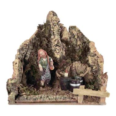 Ambientazione Pastore con Botti cm.20x14x19 | Rossi Rosa