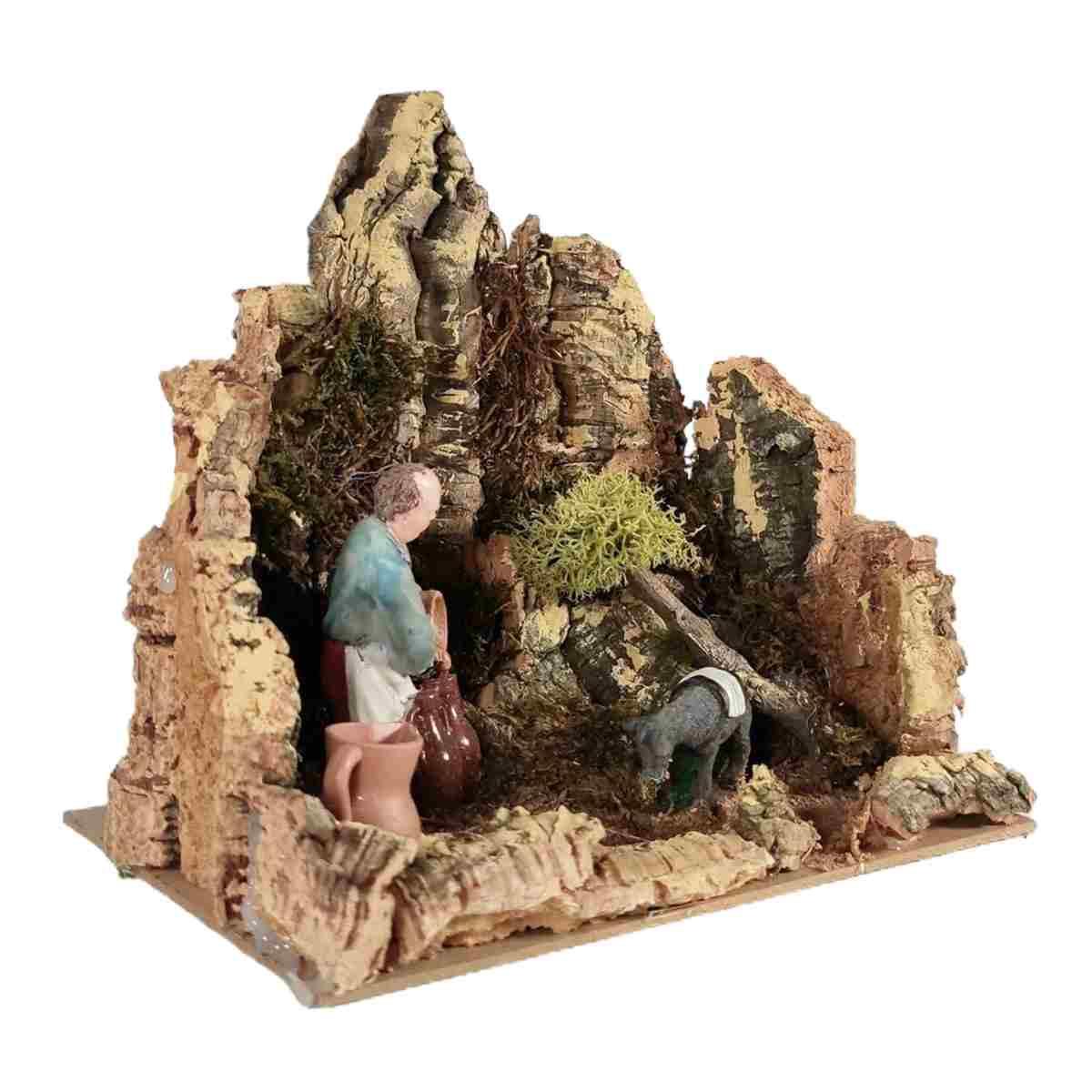 Ambientazione con Oste con anfore e asino cm.20x14x19 | Rossi Rosa