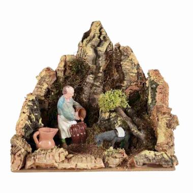 Ambientazione con Oste con anfore e asino cm.20x14x19 | Rossi Rosa