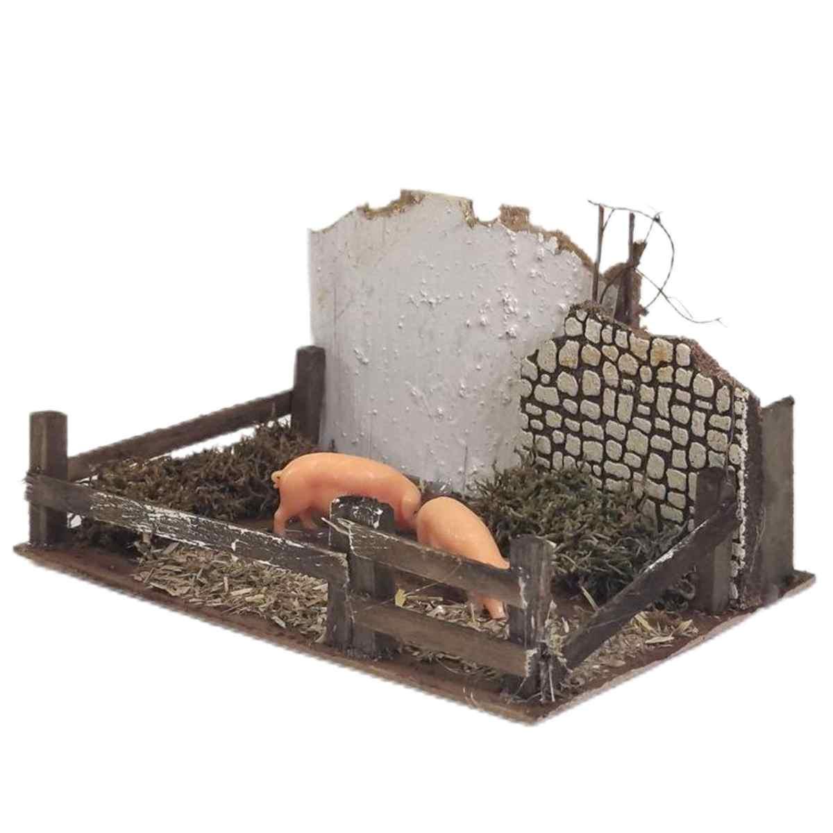 Animali Maiali con Recinto e Verso cm.20x14x12 | Rossi Rosa