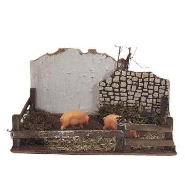 Animali Maiali con Recinto e Verso cm.20x14x12 | Rossi Rosa
