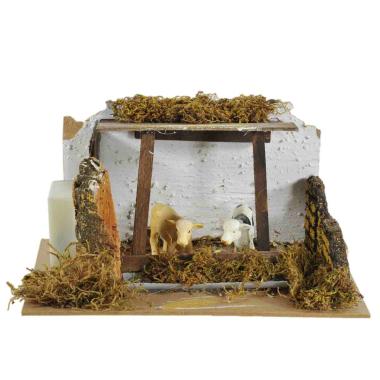 Animali Mucche con Recinto e Verso cm.20x14x12 | Rossi Rosa