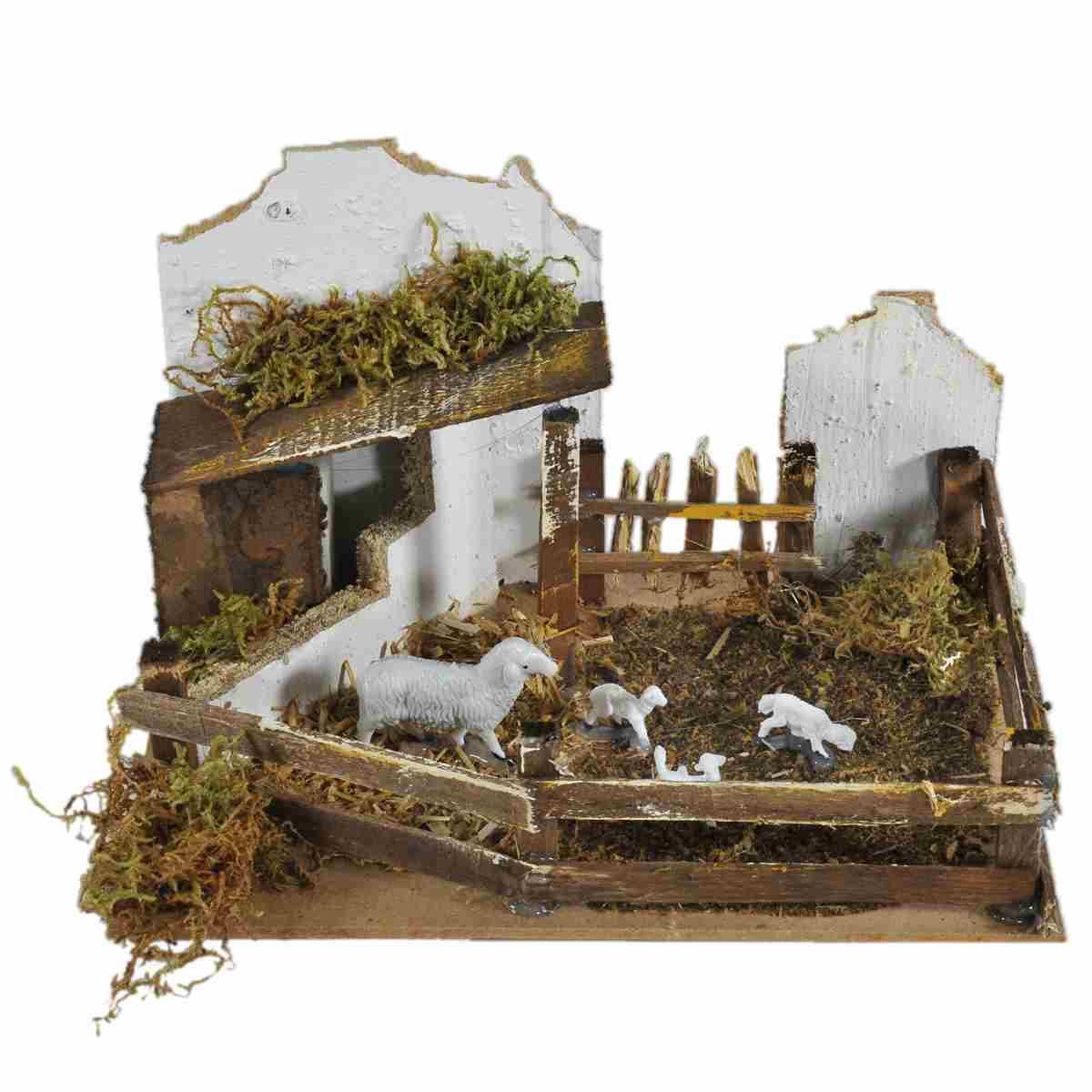 Animali Pecore con Recinto e Verso cm.20x14x12 | Rossi Rosa