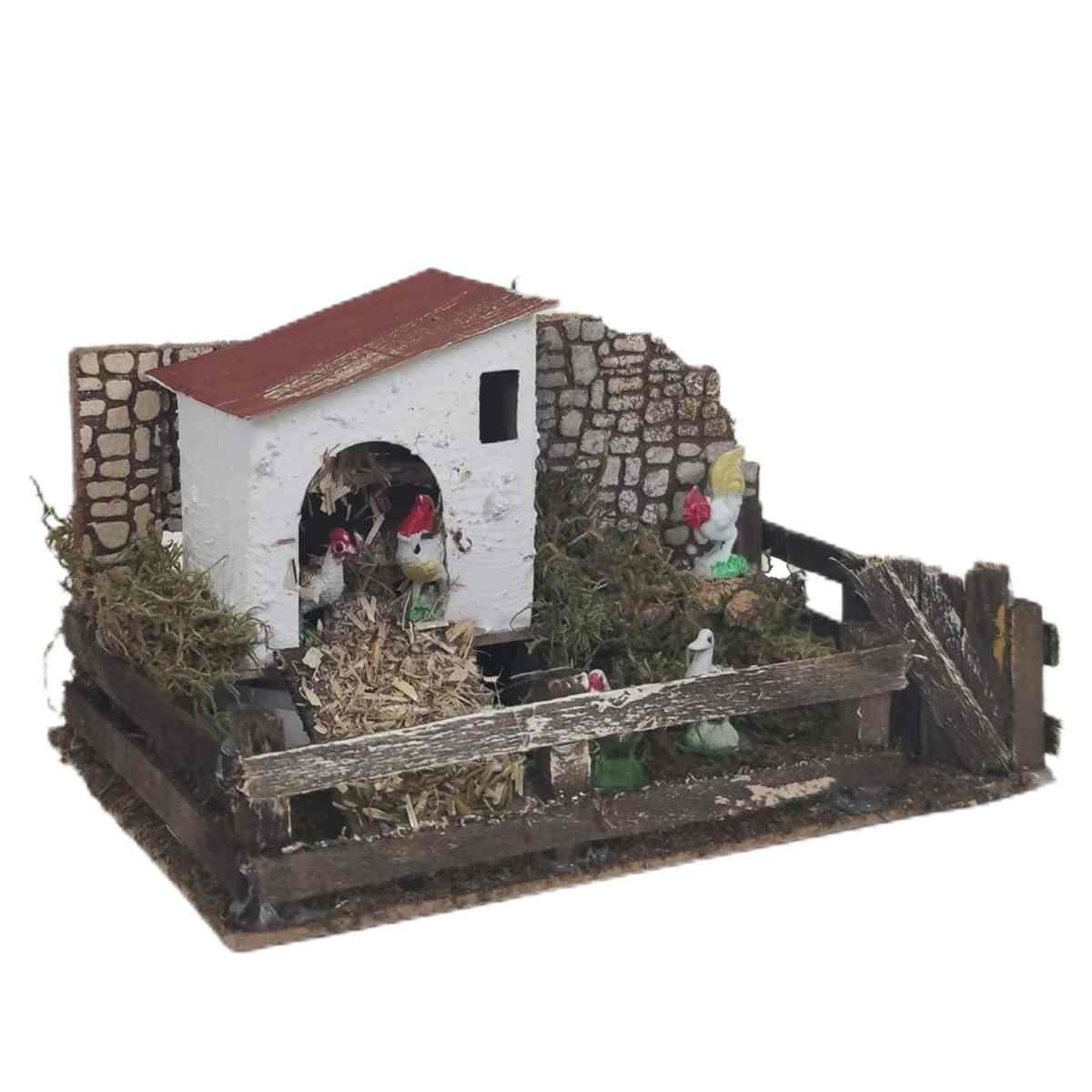 Animali Galline con Recinto Verso e Movimento cm.20x14x12 | Rossi Rosa