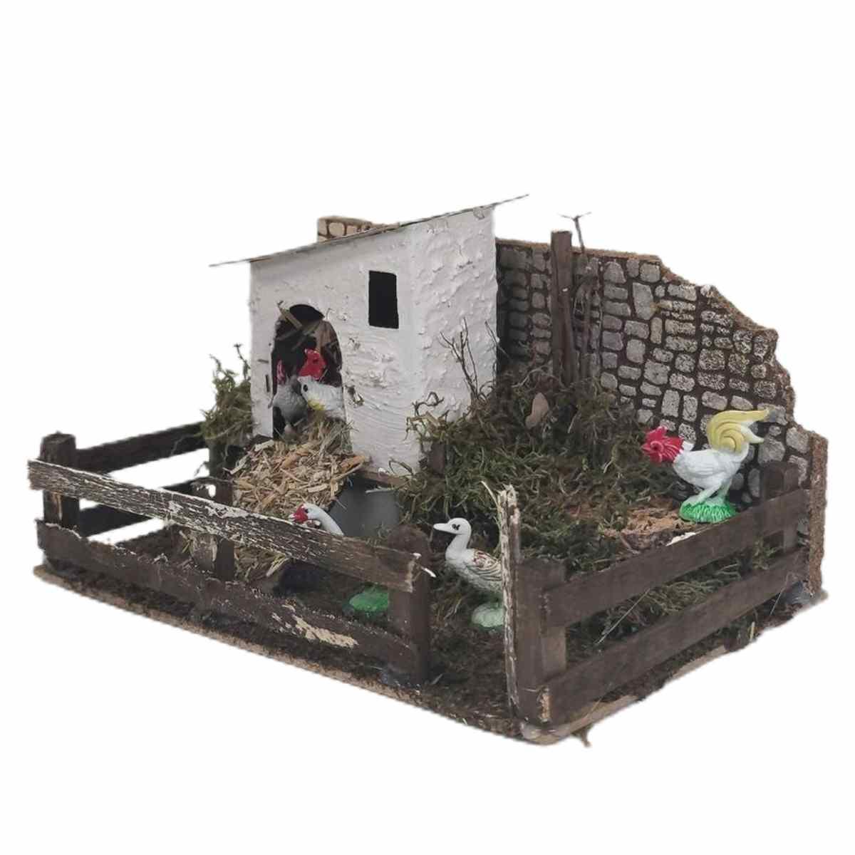 Animali Galline con Recinto Verso e Movimento cm.20x14x12 | Rossi Rosa
