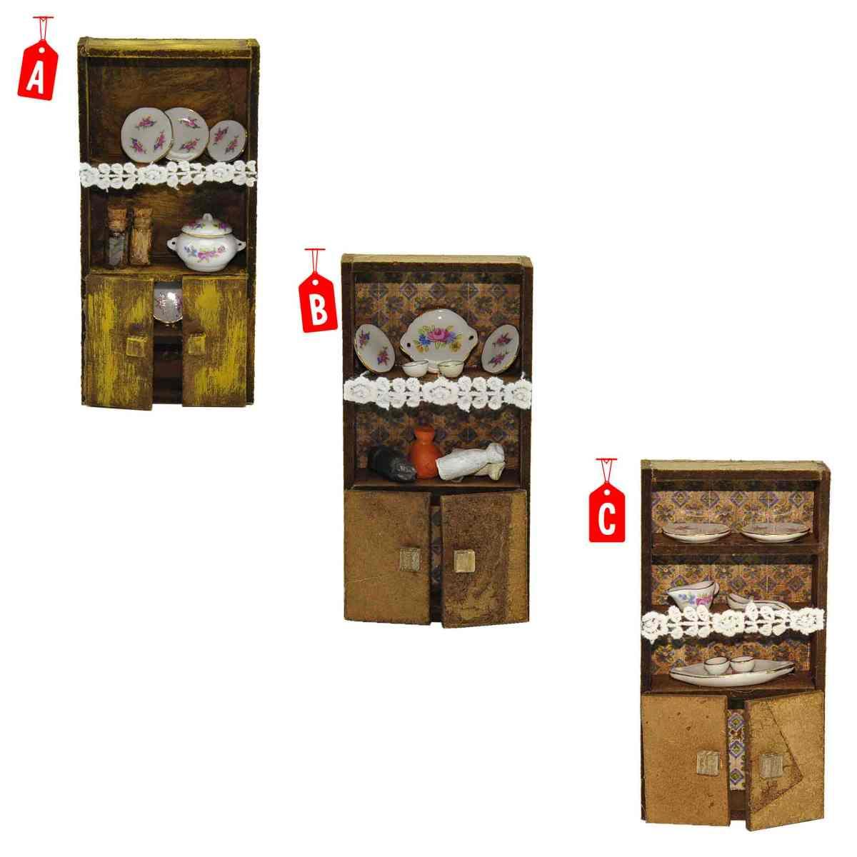 Credenza con Accessori in Porcellana cm.7,5x3x16 (Disp. 3 Modelli) | Rossi Rosa