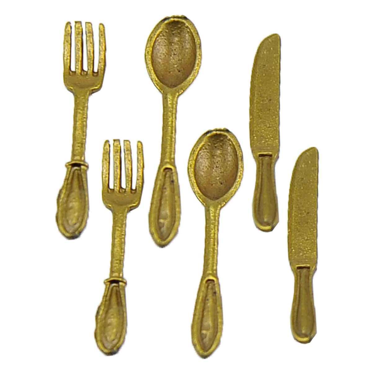 Posate Oro Metallo cm.3,5 Set pz.6 | Rossi Rosa