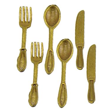 Posate Oro Metallo cm.3,5 Set pz.6 | Rossi Rosa