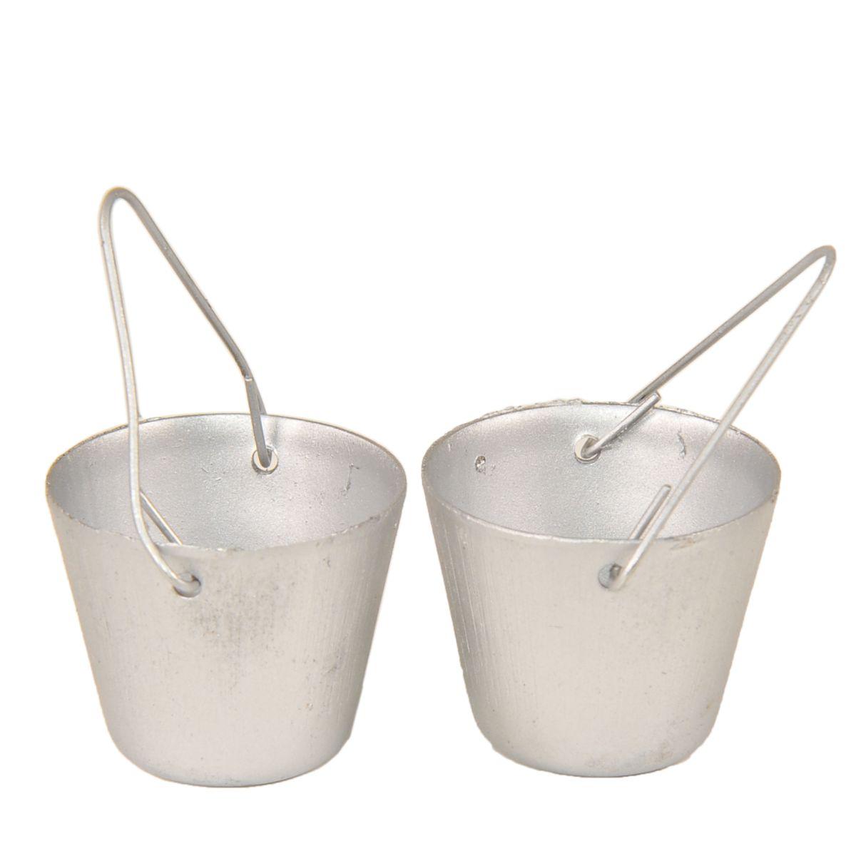 Secchio Metallo con Manico Argento mm.35X25 | Rossi Rosa