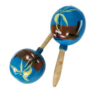 Maracas Legno Azzurre con Decori Set pz.2 |Orlob