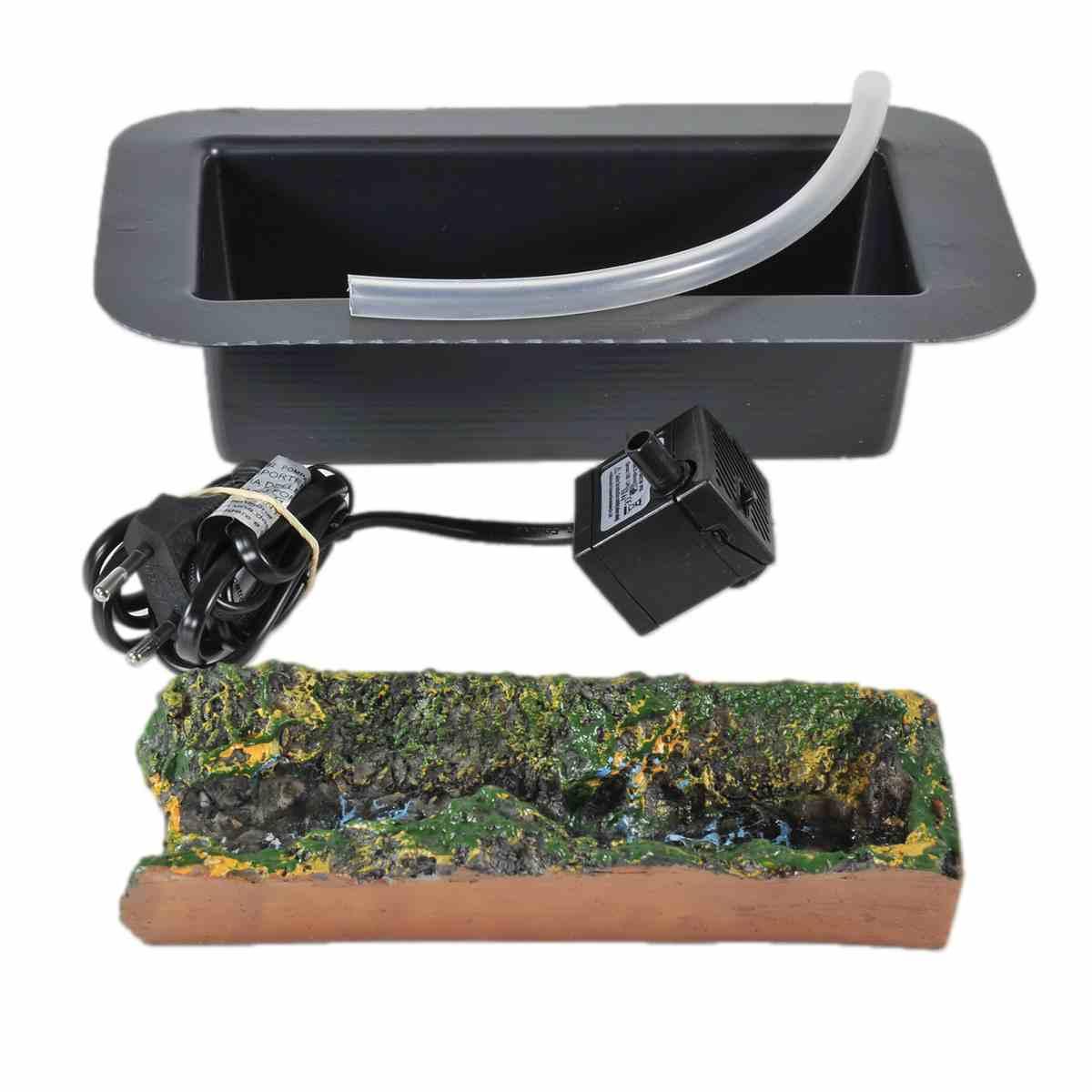 Cascata Elettrica a Acqua Kit 4 pz. con Vaschetta Ruscello Pompa e Tubo | Rossi Rosa