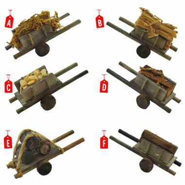 Carretto Legno con 2 Ruote Carico cm.13x6x5 6 Modelli | Rossi Rosa