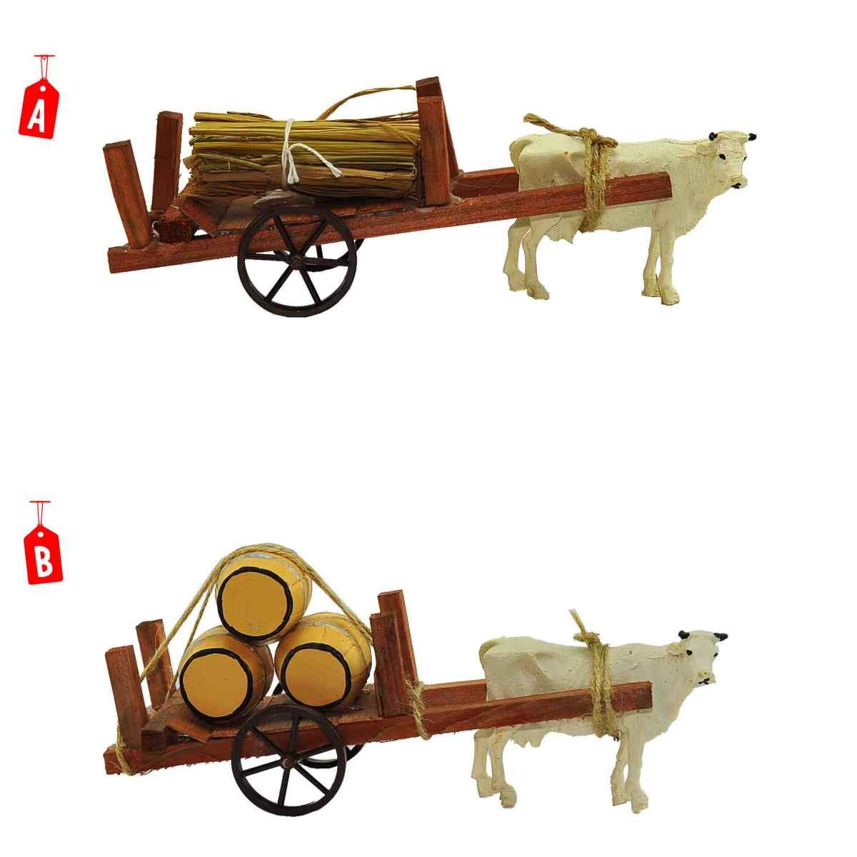 Carretto Legno con 2 Ruote Bue cm.22x6xH8 2 Modelli | Rossi Rosa