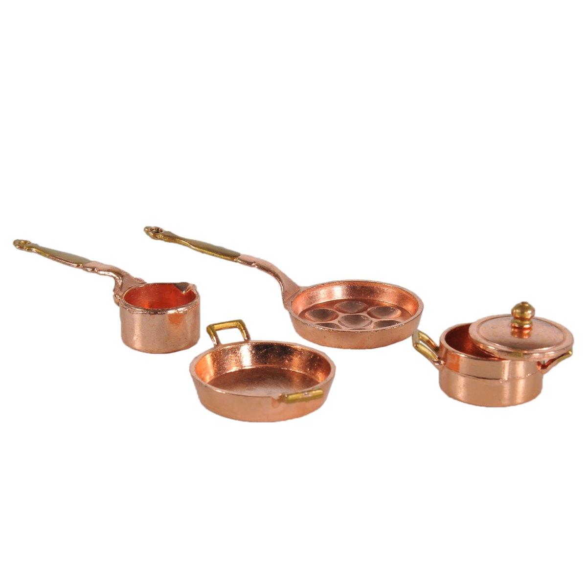 Padella con Tegame Metallo Rame cm.2,5 Set pz.5 | Rossi Rosa