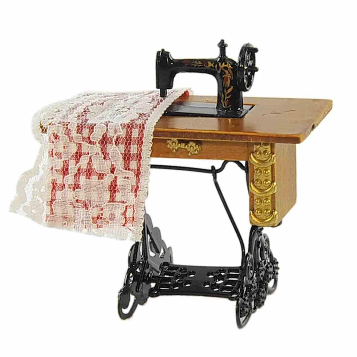 Macchina da Cucire Antica con Mobile cm.8x3,5xH8 | Rossi Rosa