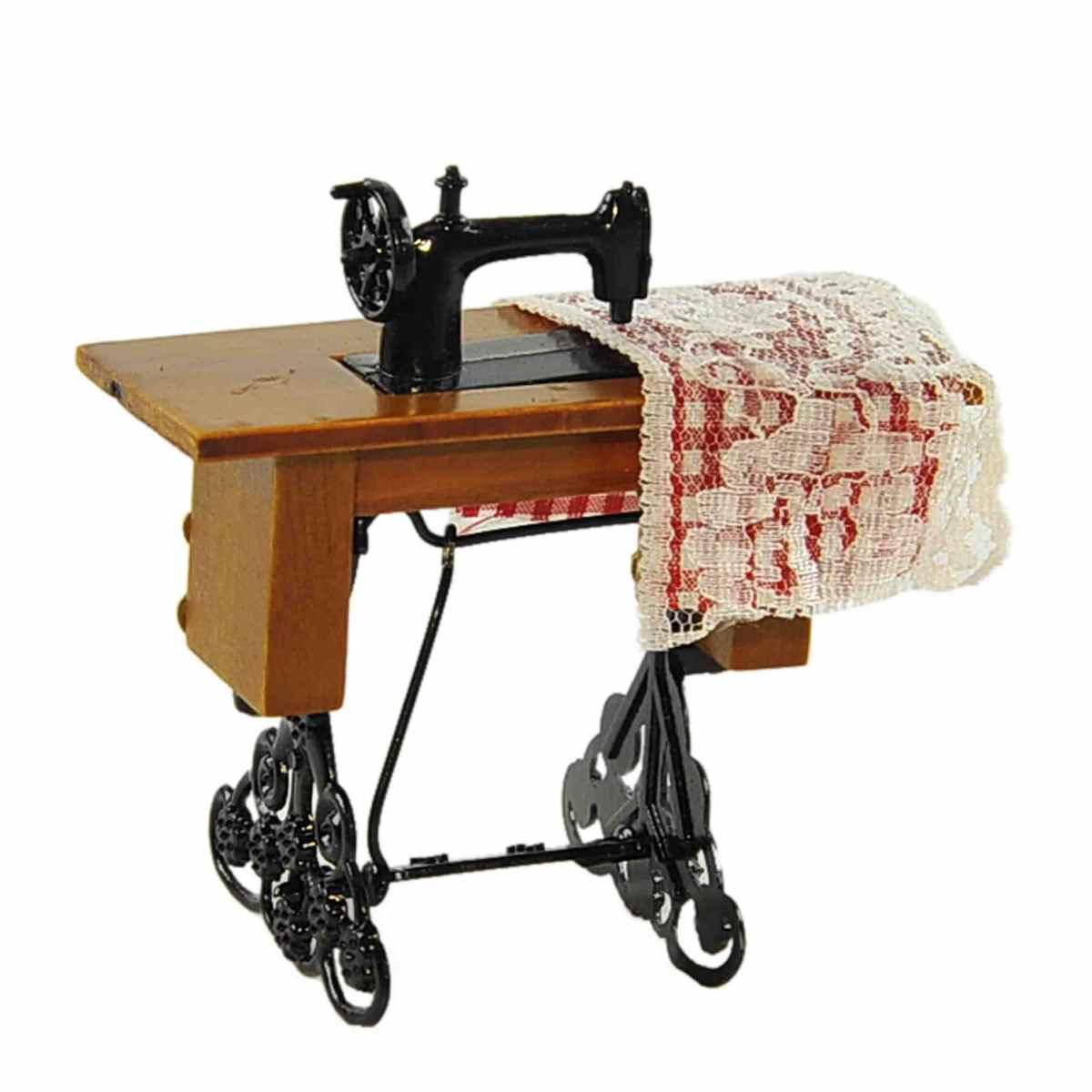 Macchina da Cucire Antica con Mobile cm.8x3,5xH8 | Rossi Rosa