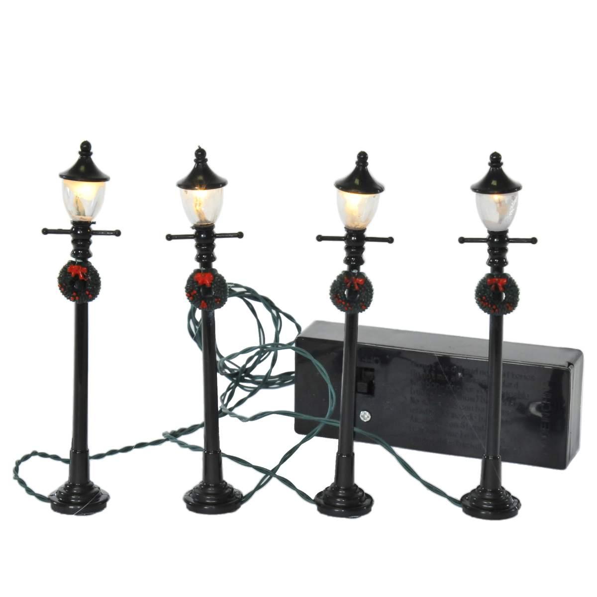 Lampione 3,5V Batterie con Luce Led Calda cm.11 Set pz.4 | Rossi Rosa