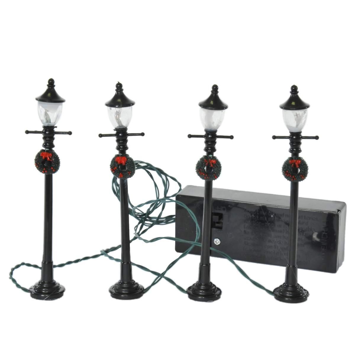 Lampione 3,5V Batterie con Luce Led Calda cm.11 Set pz.4 | Rossi Rosa