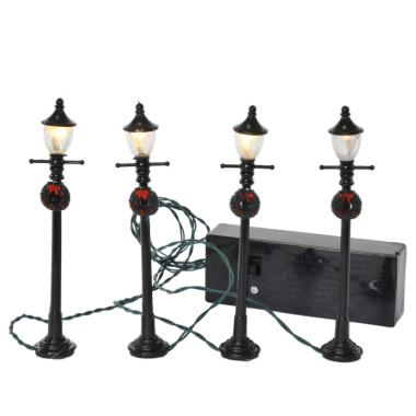 Lampione 3,5V Batterie con Luce Led Calda cm.11 Set pz.4 | Rossi Rosa