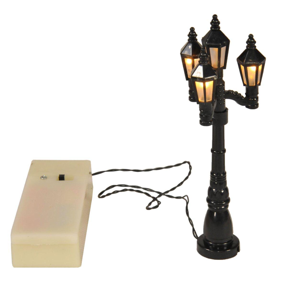 Lampione con 4 Luci Led Calda cm.11 a Batterie | Rossi Rosa