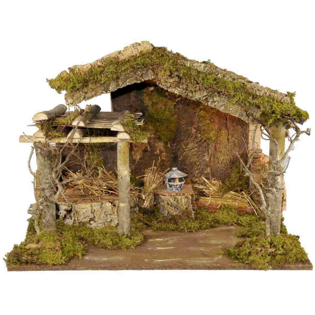 Capanna Legno con Luci e Fuoco cm.60x34x43 | Rossi Rosa