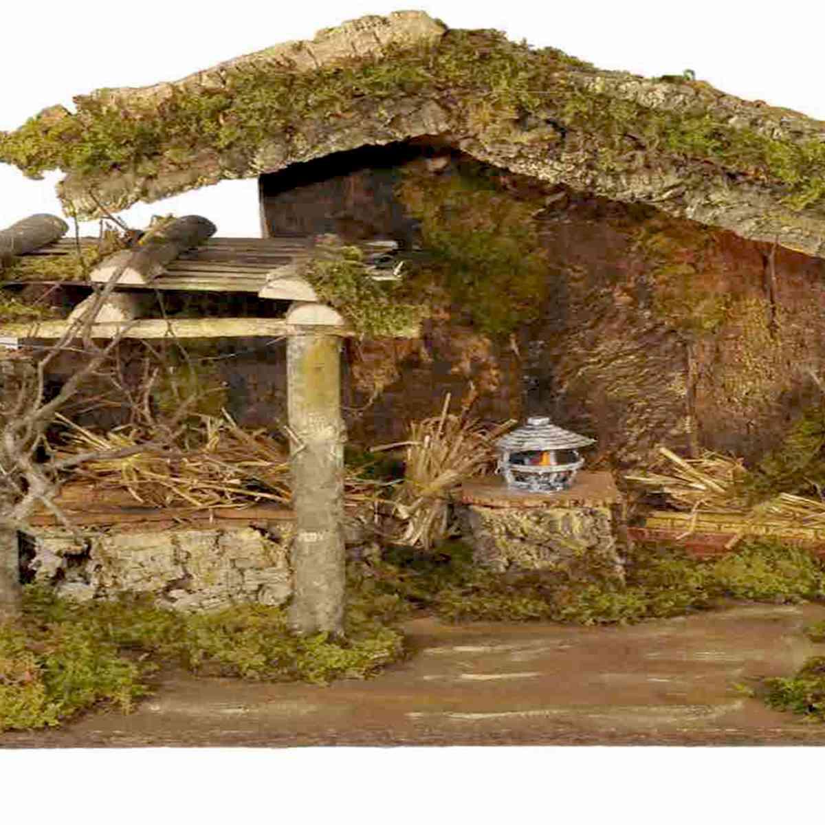 Capanna Legno con Luci e Fuoco cm.60x34x43 | Rossi Rosa