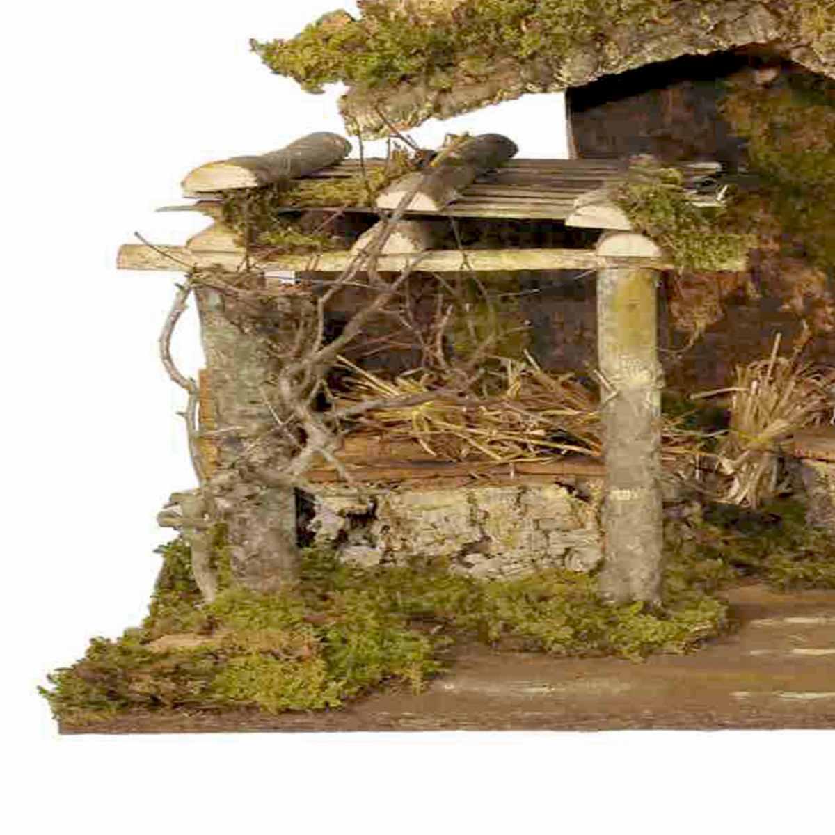 Capanna Legno con Luci e Fuoco cm.60x34x43 | Rossi Rosa