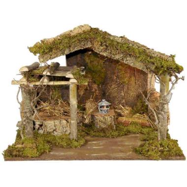 Capanna Legno con Luci e Fuoco cm.60x34x43 | Rossi Rosa