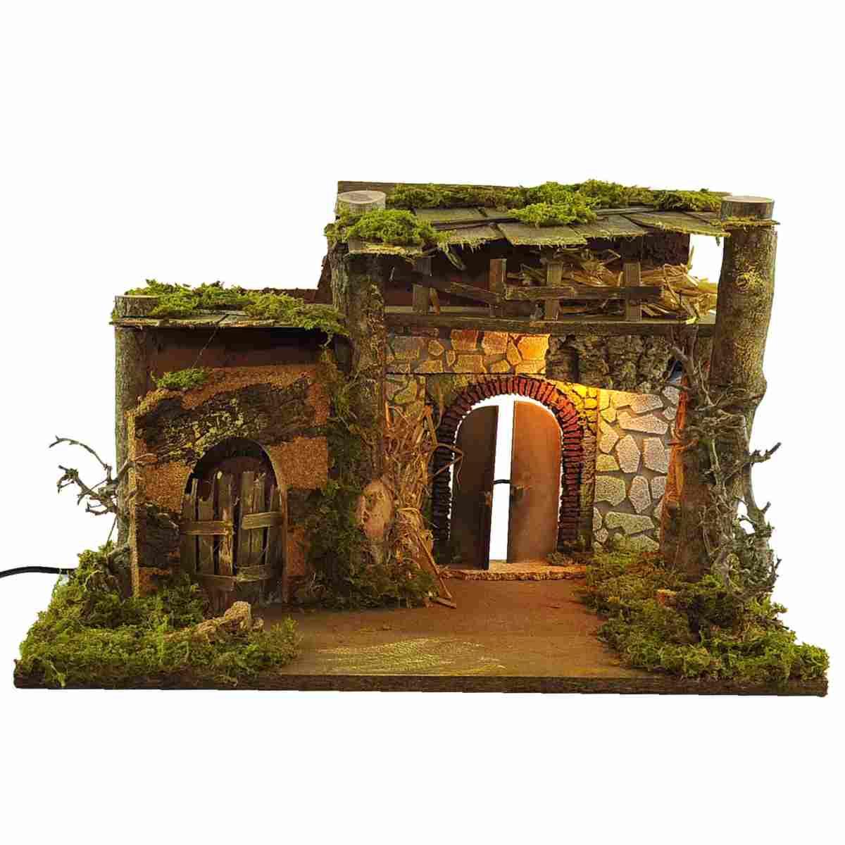 Capanna Legno con Luci cm.50x26x36 | Rossi Rosa