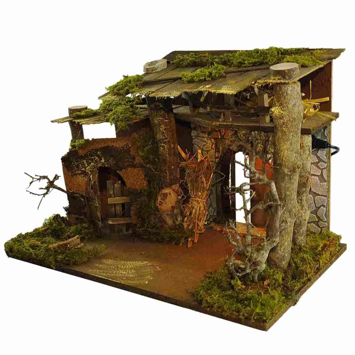 Capanna Legno con Luci cm.50x26x36 | Rossi Rosa