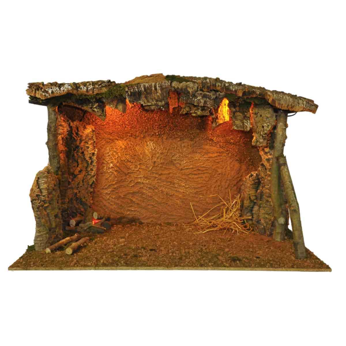 Capanna Legno con Luci Fuoco cm.115x75x70 | Rossi Rosa