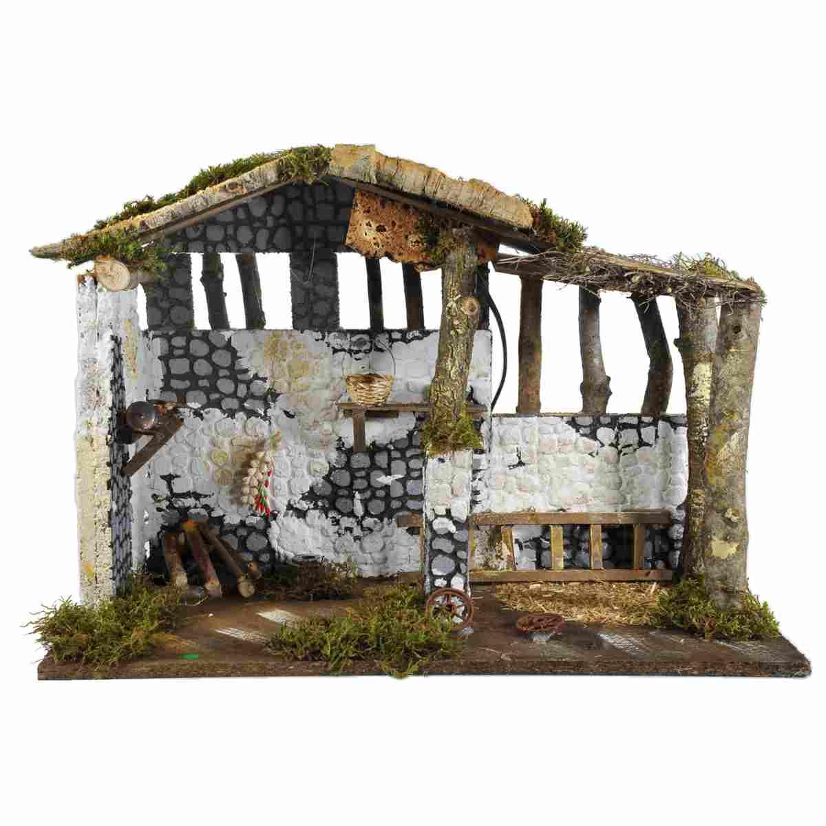 Capanna Legno con Fuoco e Luce cm.50x26x36 | Rossi Rosa