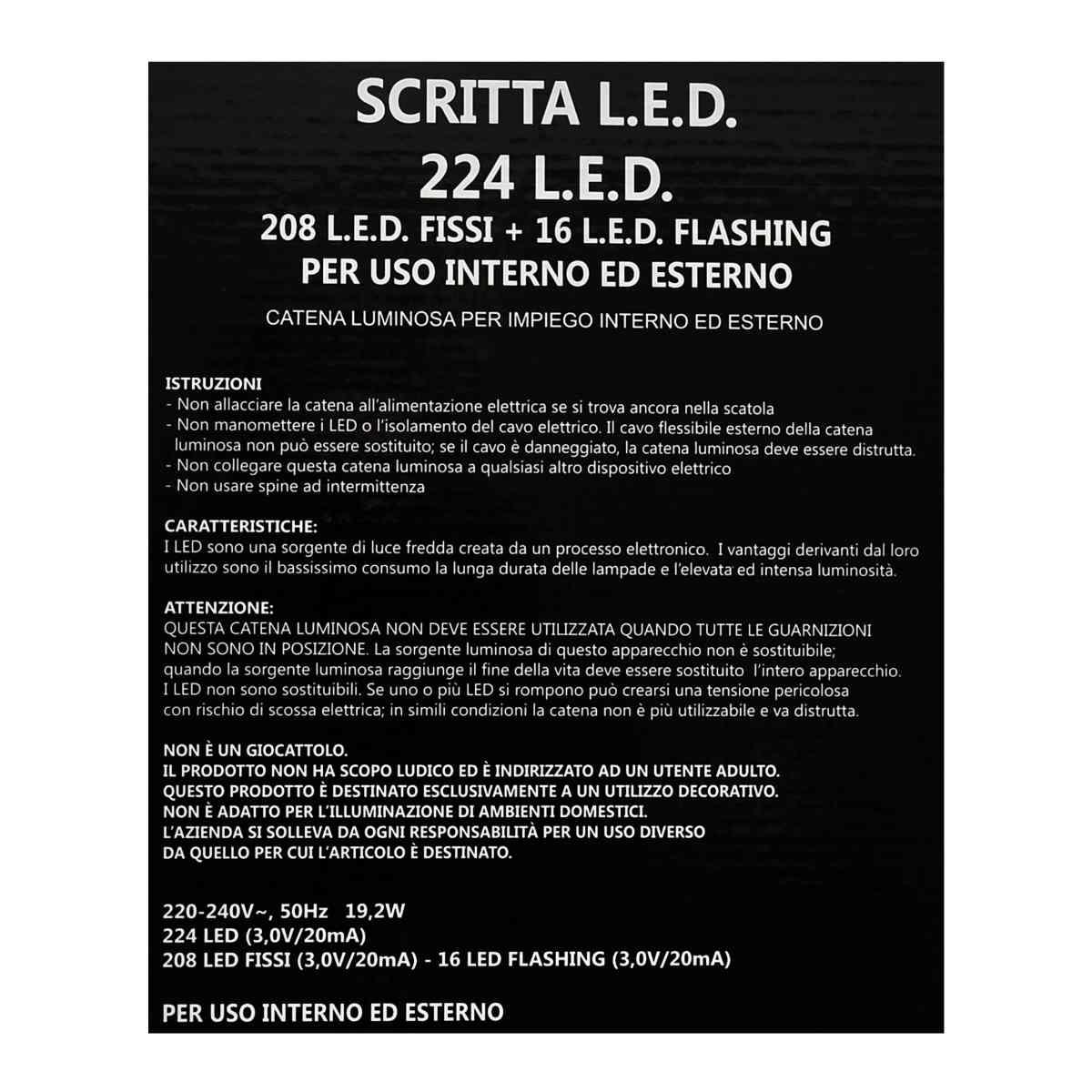 Luci Natale Esterno LED 224 Scritta Buone Feste Bianco cm.83x46 |Moranduzzo