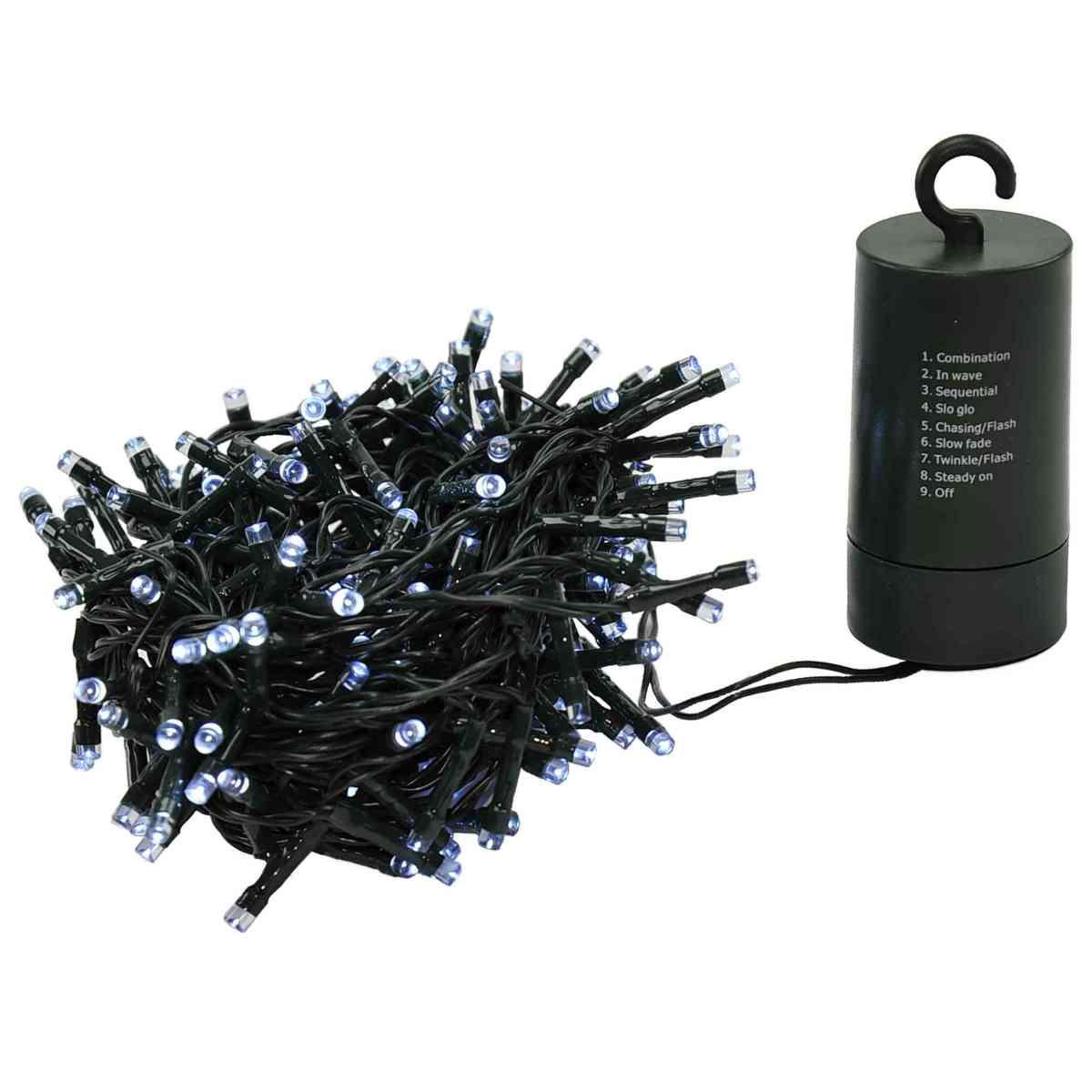 Luci Natale Esterno Batteria LED 180 Bianco Freddo con Timer |Moranduzzo