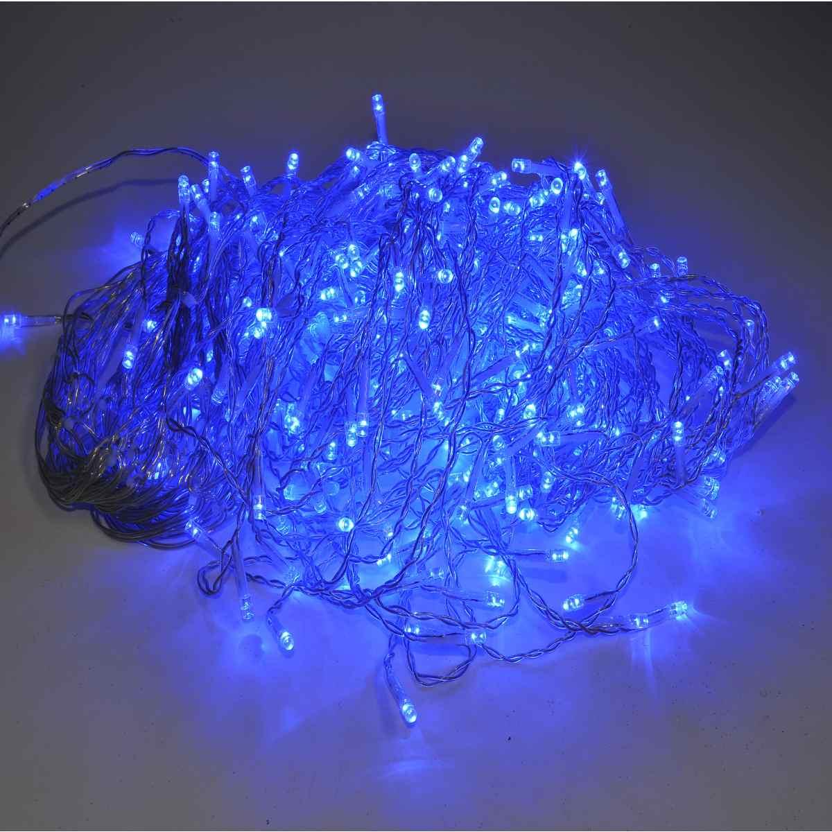 Luci Tenda 400 Cascata Bianco e Blu Led Esterno cm.400x100
