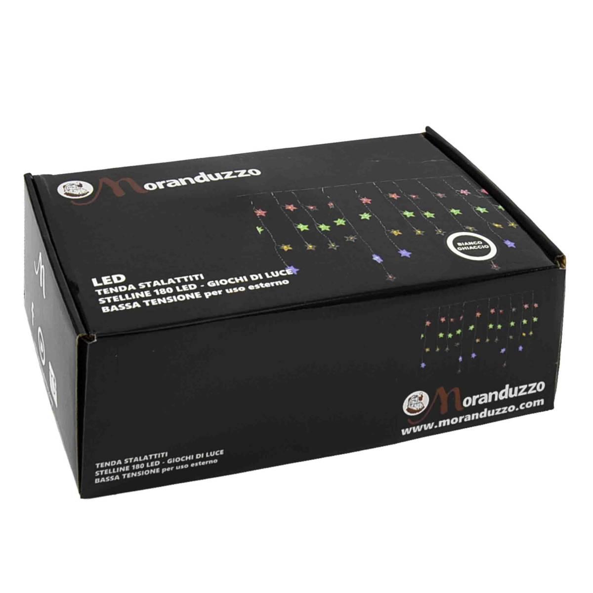 Luci Natale Tenda Esterno LED 180 Stelle Bianco Freddo cm.420xh50 |Moranduzzo