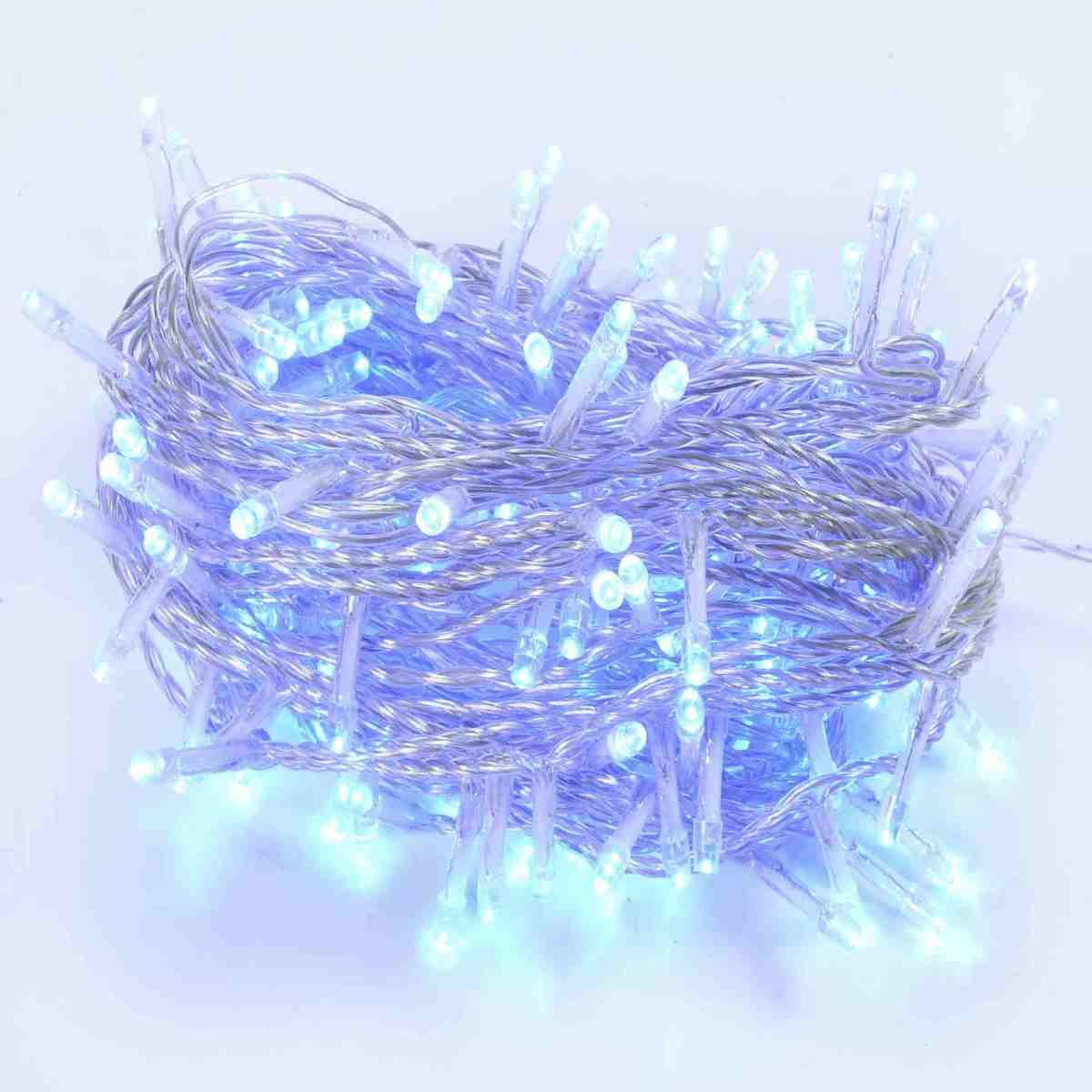 Luci Natale esterno LED 180 Blu con Giochi Cavo Trasparente |Moranduzzo