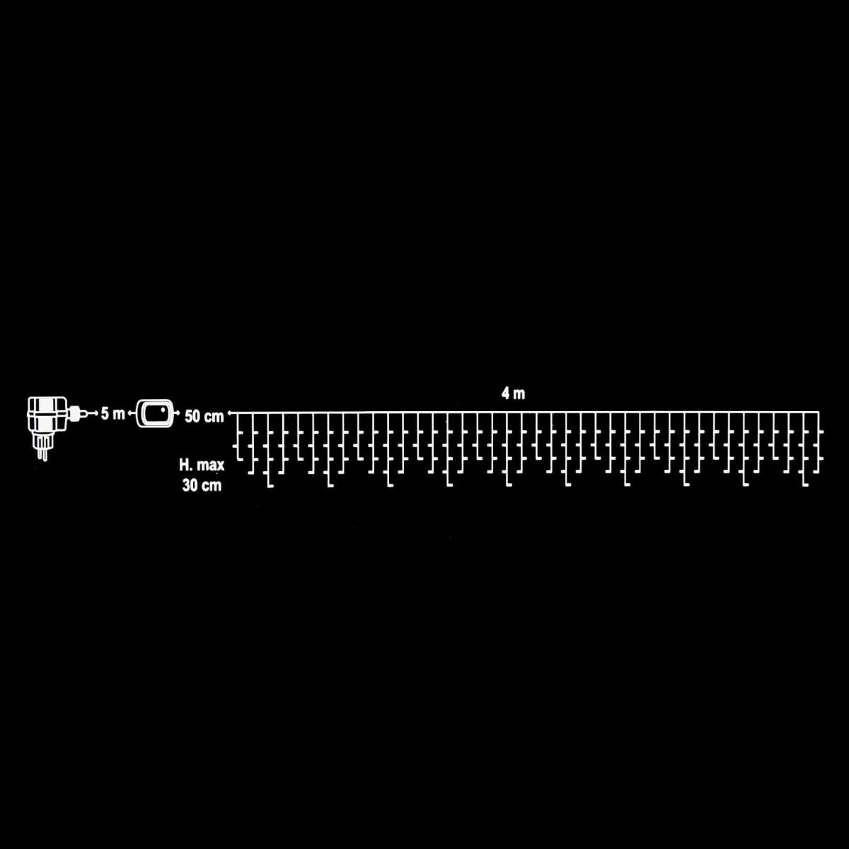 Luci Tenda 160 LED Bianco Freddo Flash Blu Esterno cm.400xh30