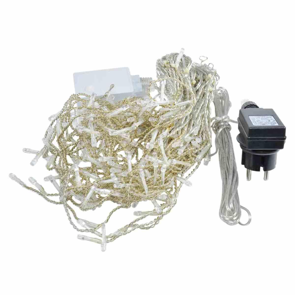 Luci Natale Tenda Esterno LED 180 Stallattiti Bianco/Blu cm.420xh50 |Moranduzzo