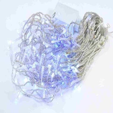 Luci Natale Tenda Esterno LED 180 Stallattiti Bianco/Blu cm.420xh50 |Moranduzzo