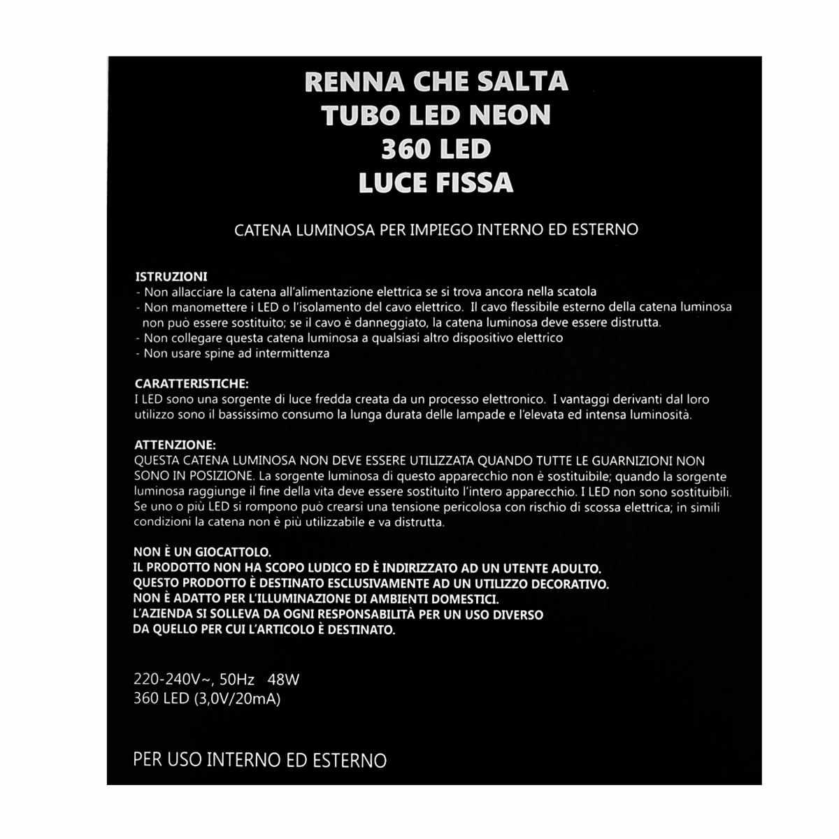 Luci Natale Esterno LED 360 Renna Bianco Freddo cm.57x57 |Moranduzzo