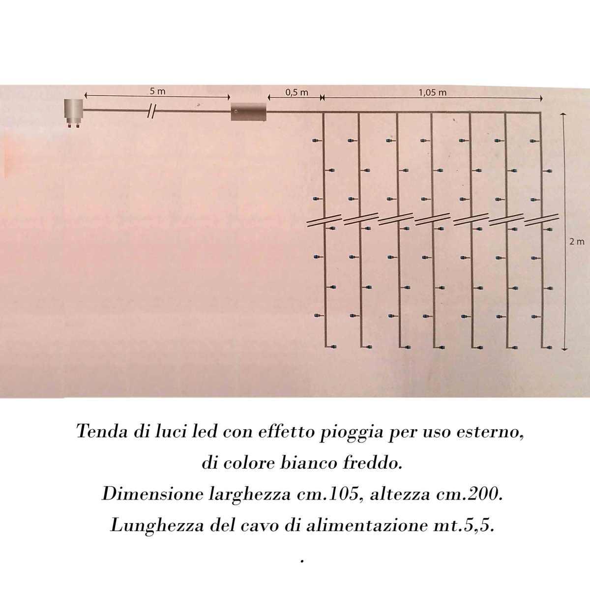 Luci Natale Tenda Esterno LED 140 Bianco F. cm.100xh200 |M2 Store